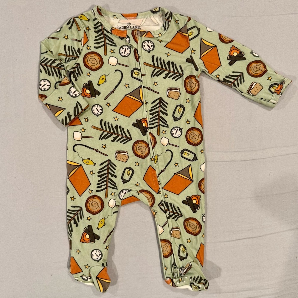 Caden Lane Cozy Camper Footie Boys NB Newborn Girls Bamboo Zipper Sleeper Pajama